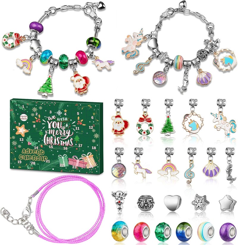 KOLBRIGHT Girls Advent Calendar 2025, Charm Bracelets Making Kit for Kids Christmas Countdown Calendars 24 Days Xmas Jewelry Making Kit for Girls 6-7, Teens Teenagers Girl 8-12 & Women Arts and Crafts Gift Toys - Image 1